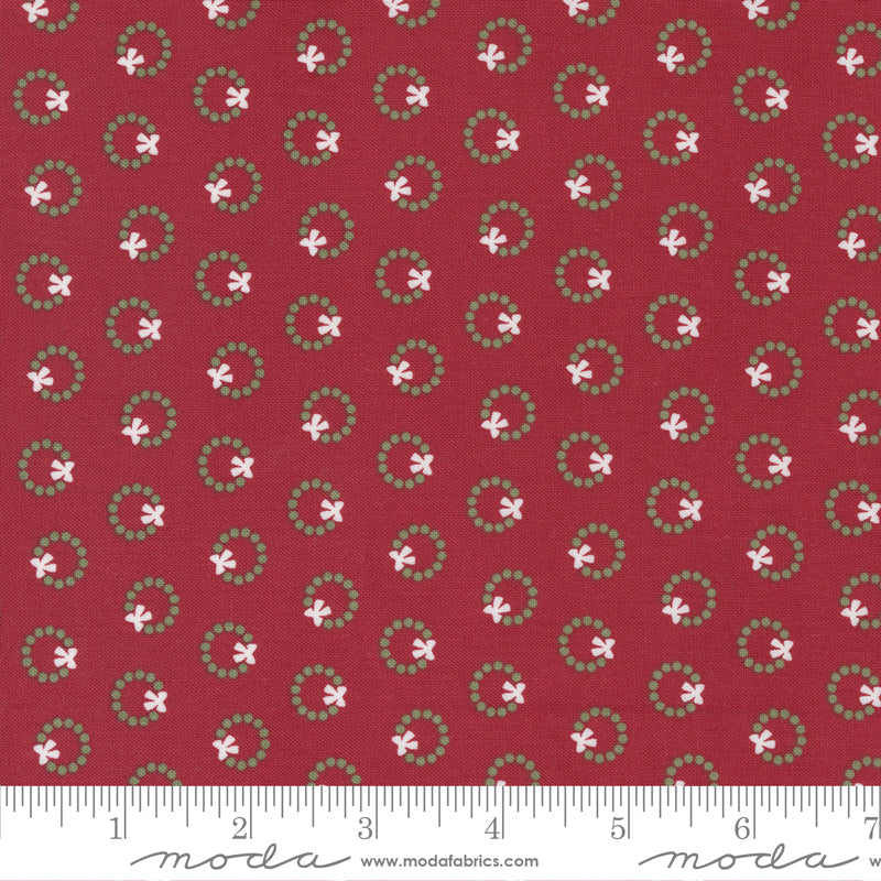 Christmas Eve Wreath Dot Cranberry - 2 yards 3 inches