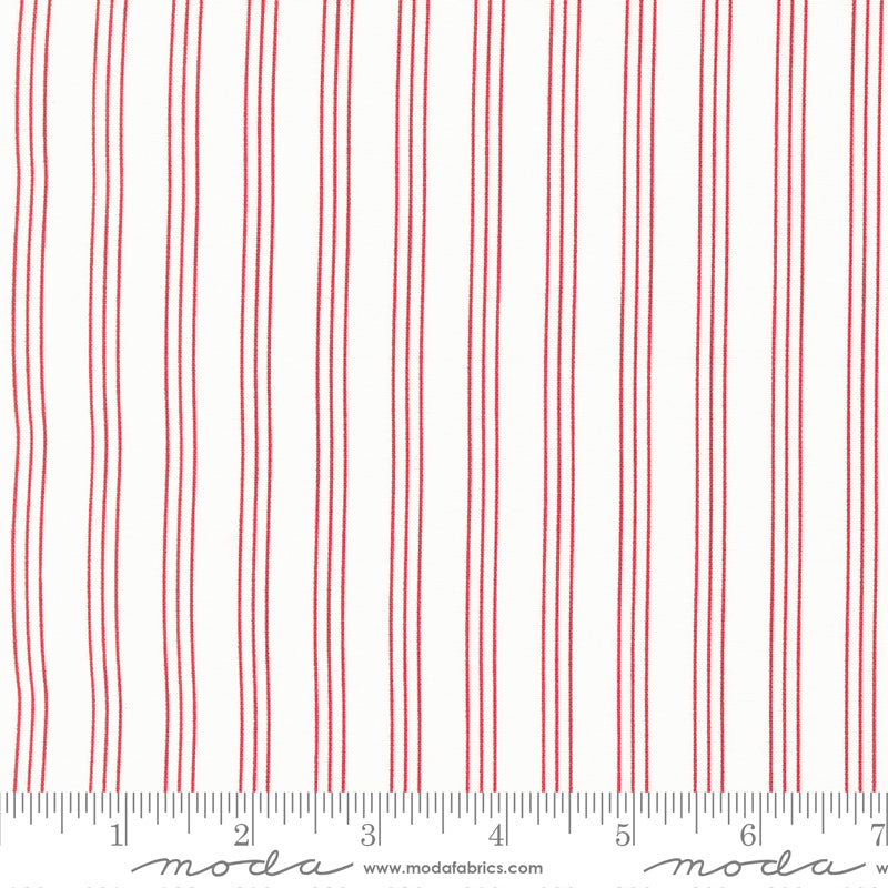 Lighthearted Stripes Cream - Red - 1 yard 8 inches