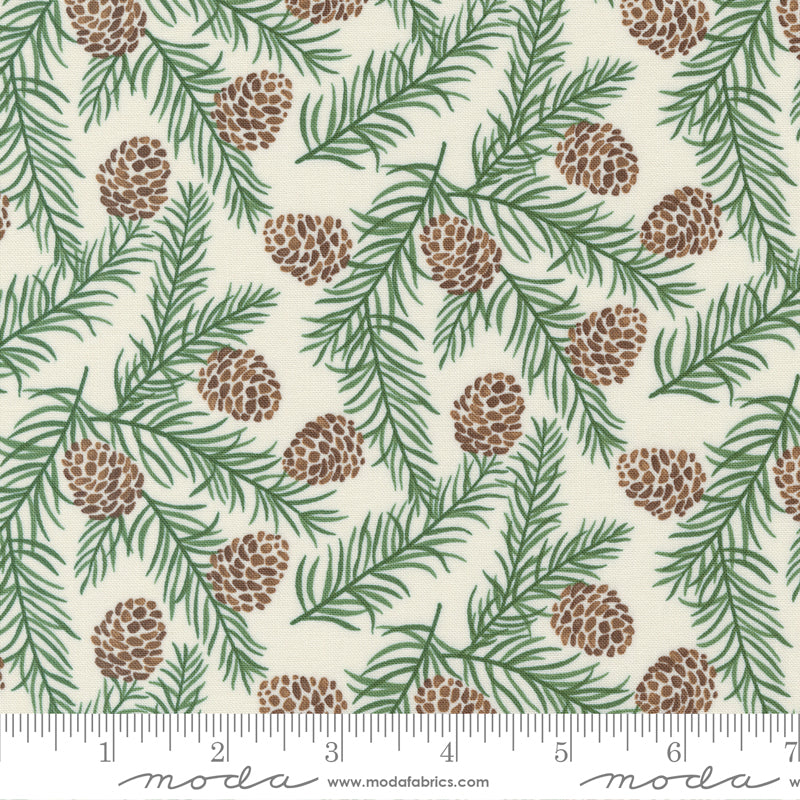 Holidays at Home Evergreen Pinecones Snowy White