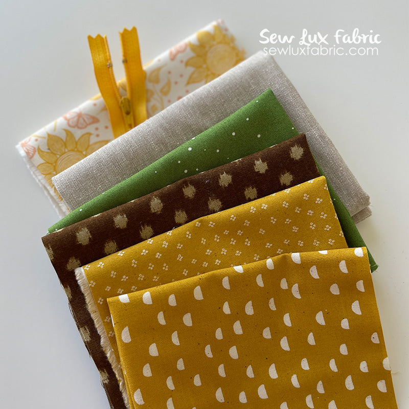 Sunflower Pouch Supply Kit Linen Sew Lux Fabric