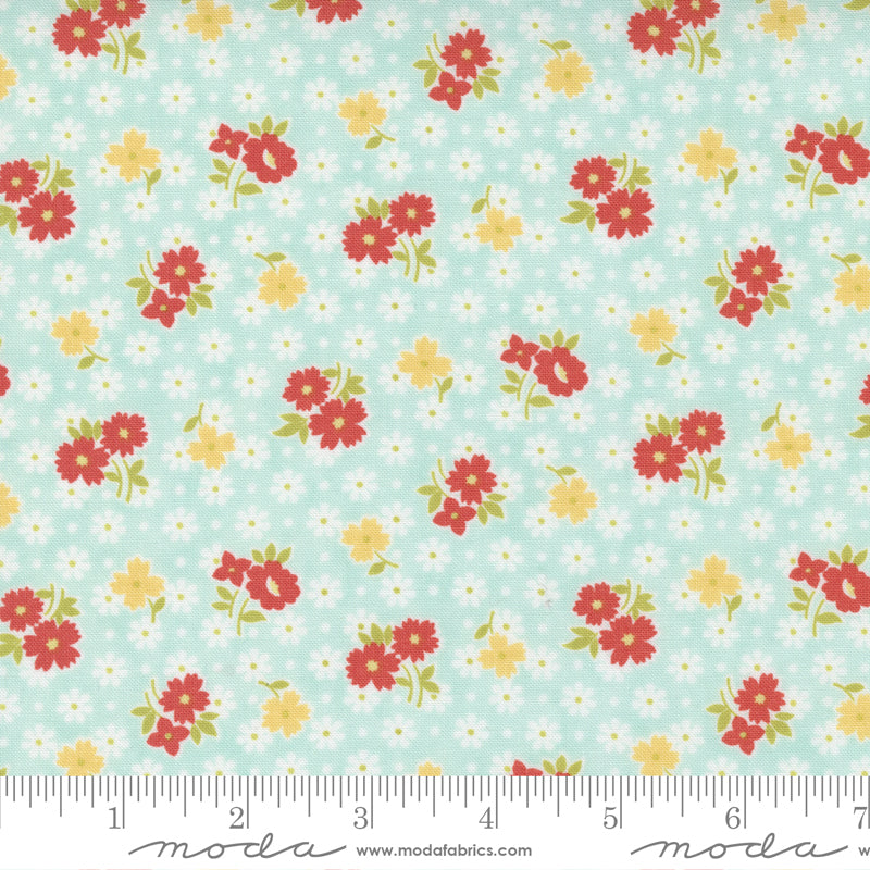 Stitched Bloomers Sky - 2 yards 5 inches