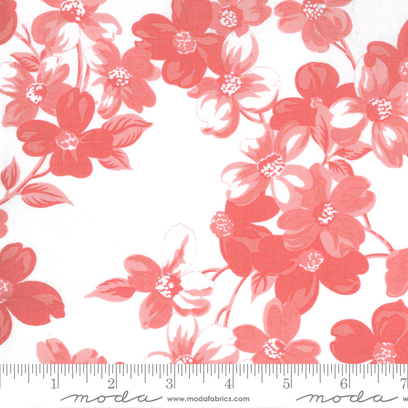 Sunday Stroll Full Bloom White Pink - 2 yards 27 inches