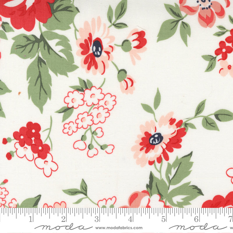 Dwell Cottage Cream - Red - 2 yards 9 inches
