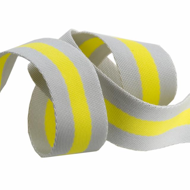 Tula Pink 1.5 inch Webbing - Grey Neon Yellow