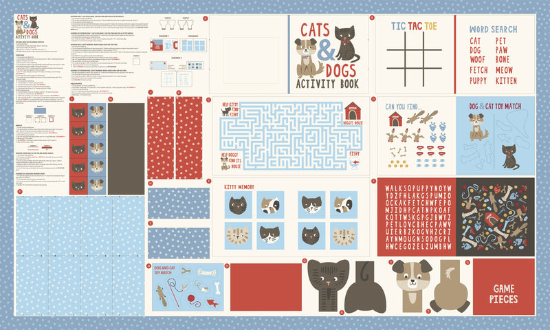 Dog Daze Cat & Dog Activity Book Panel Multi