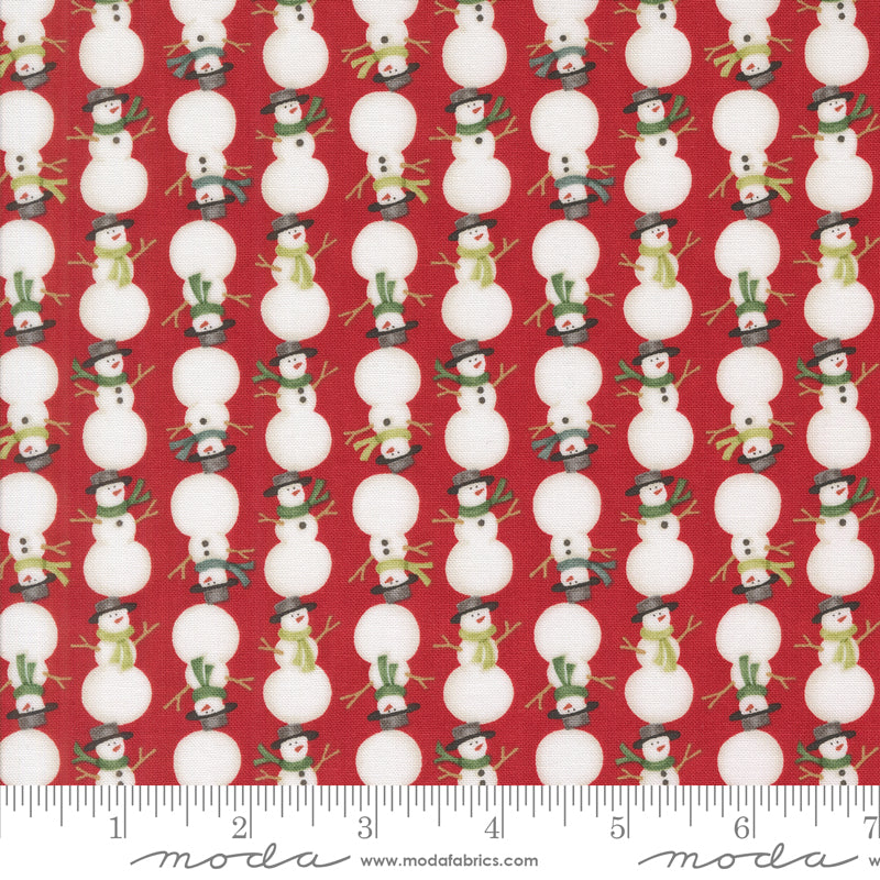 Winter Friends Stacked Snowmen Berry Red