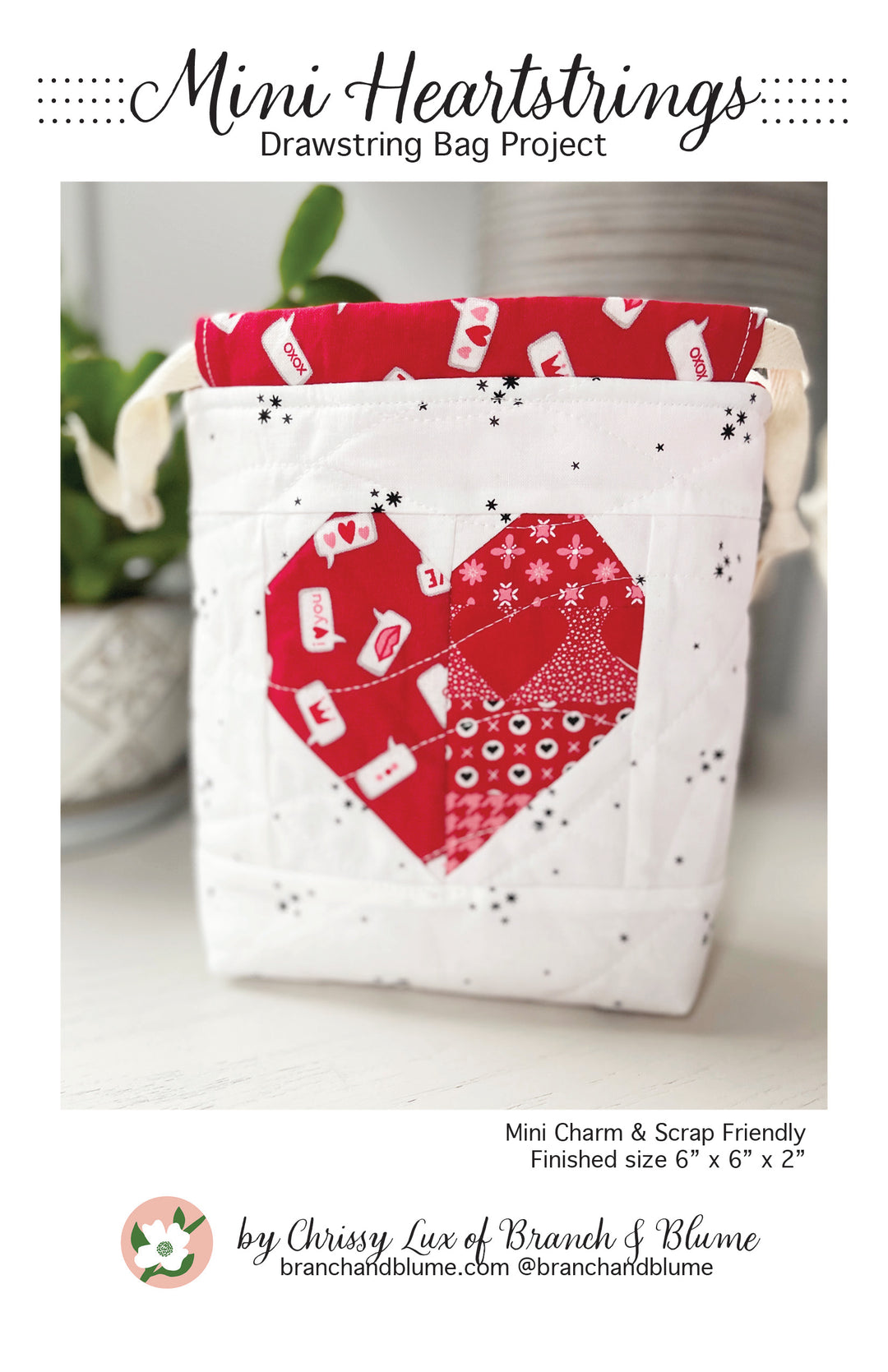 Mini Heartstrings Drawstring Bag Pattern PAPER