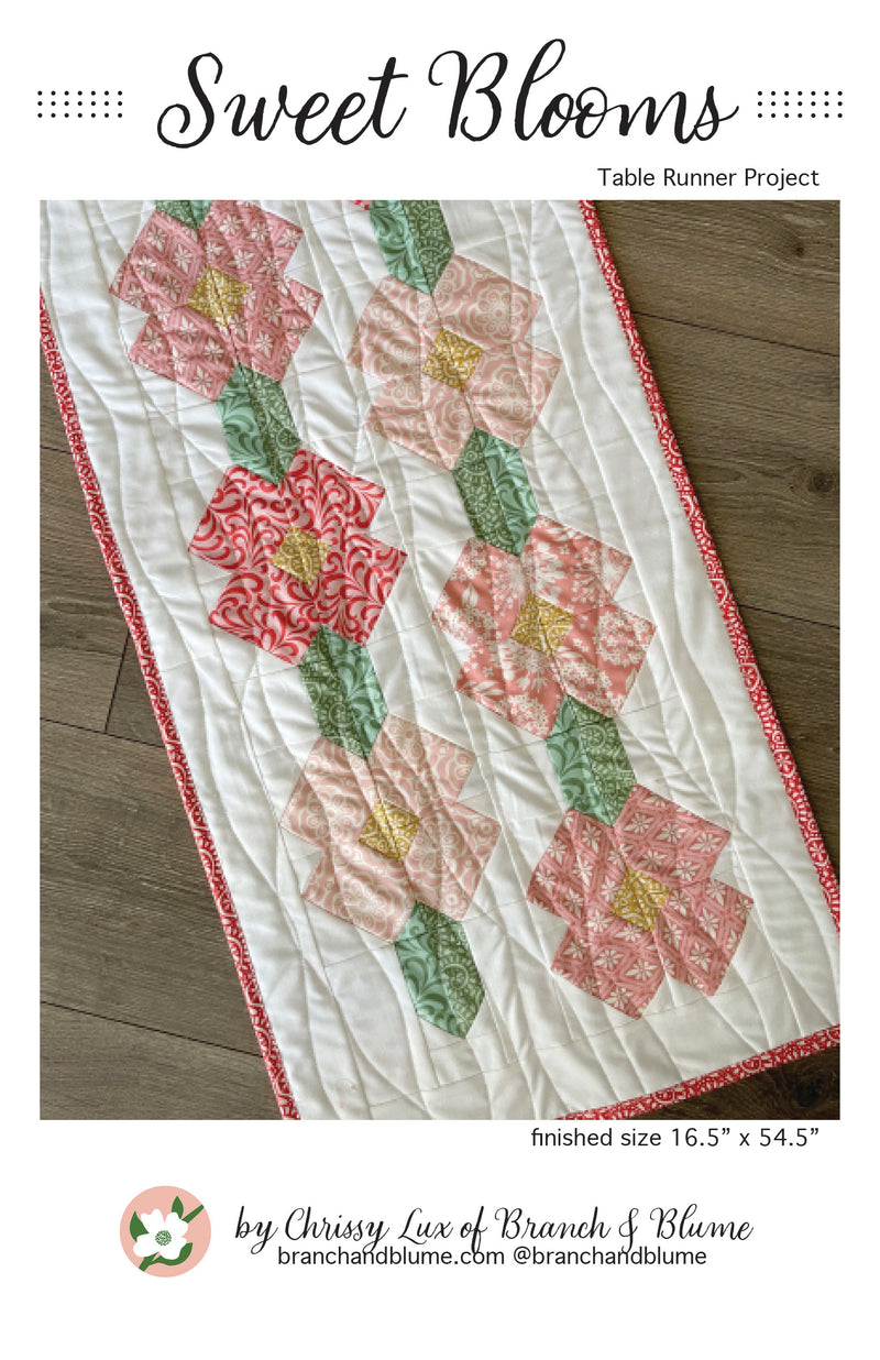 Sweet Blooms Table Runner Pattern - PDF