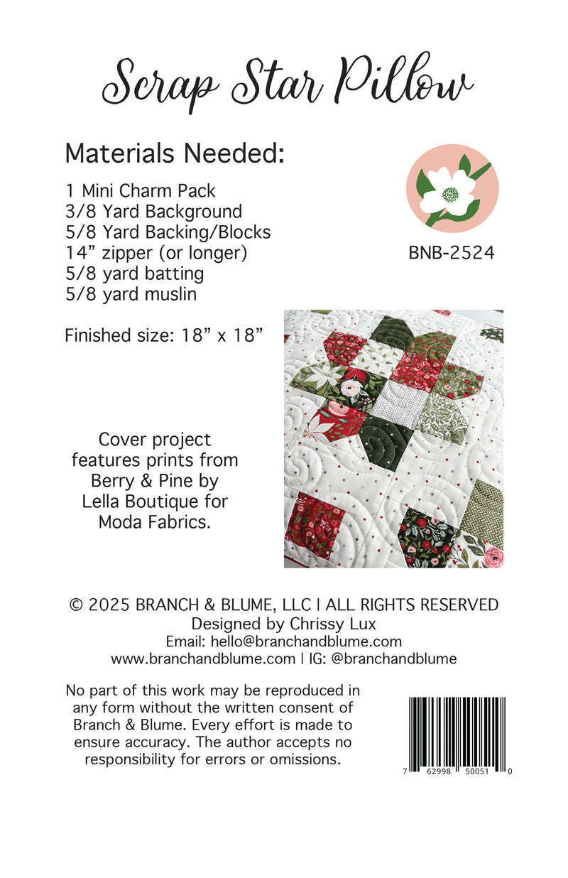 Scrap Star Pillow Pattern - PDF