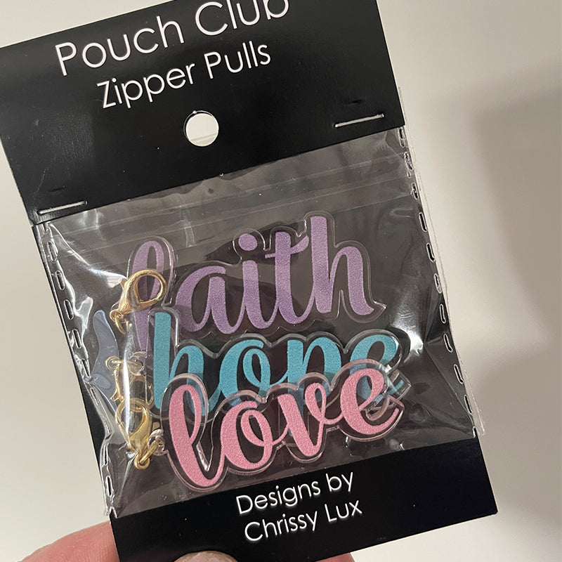 Faith Hope & Love Acrylic Zipper Pulls Set