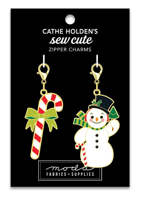 Sew Cute Frosty (Snowman & Candy Cane) Zipper Pulls