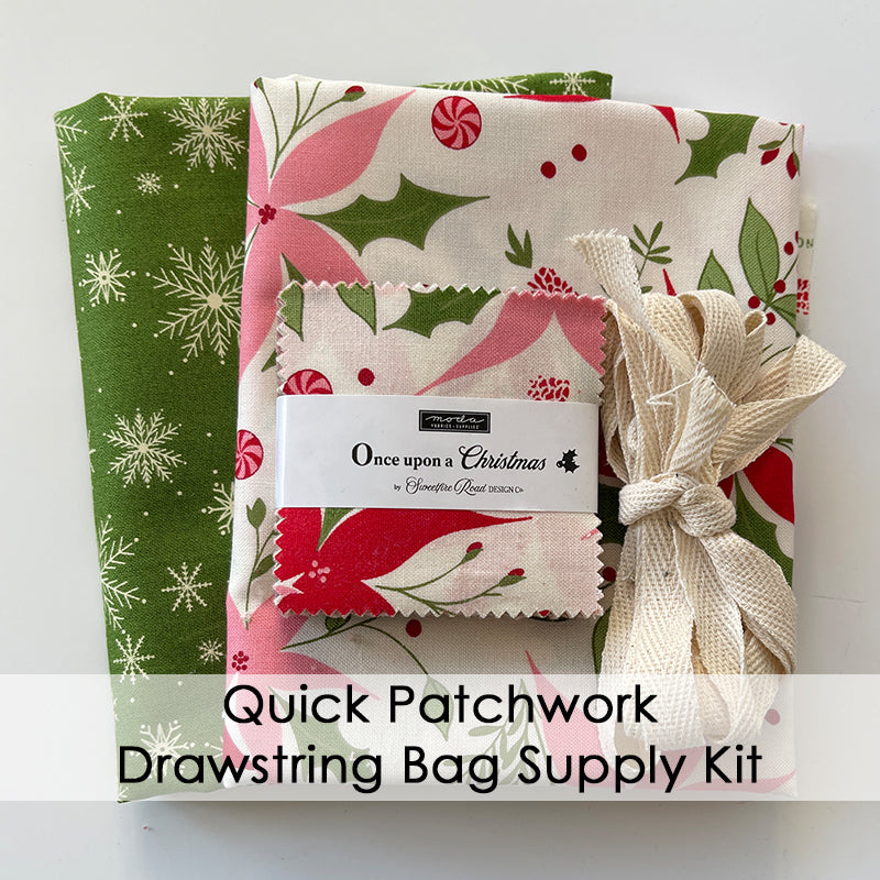 Quick Patchwork Drawstring Bag Supply Kit - Once Upon a Christmas