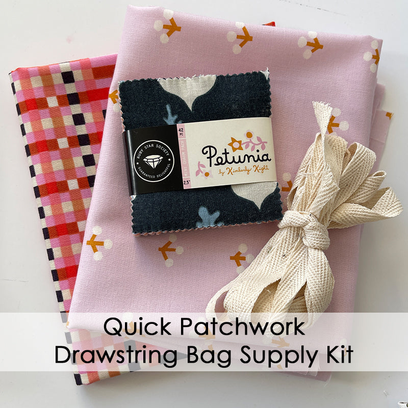 Quick Patchwork Drawstring Bag Supply Kit - Petunia