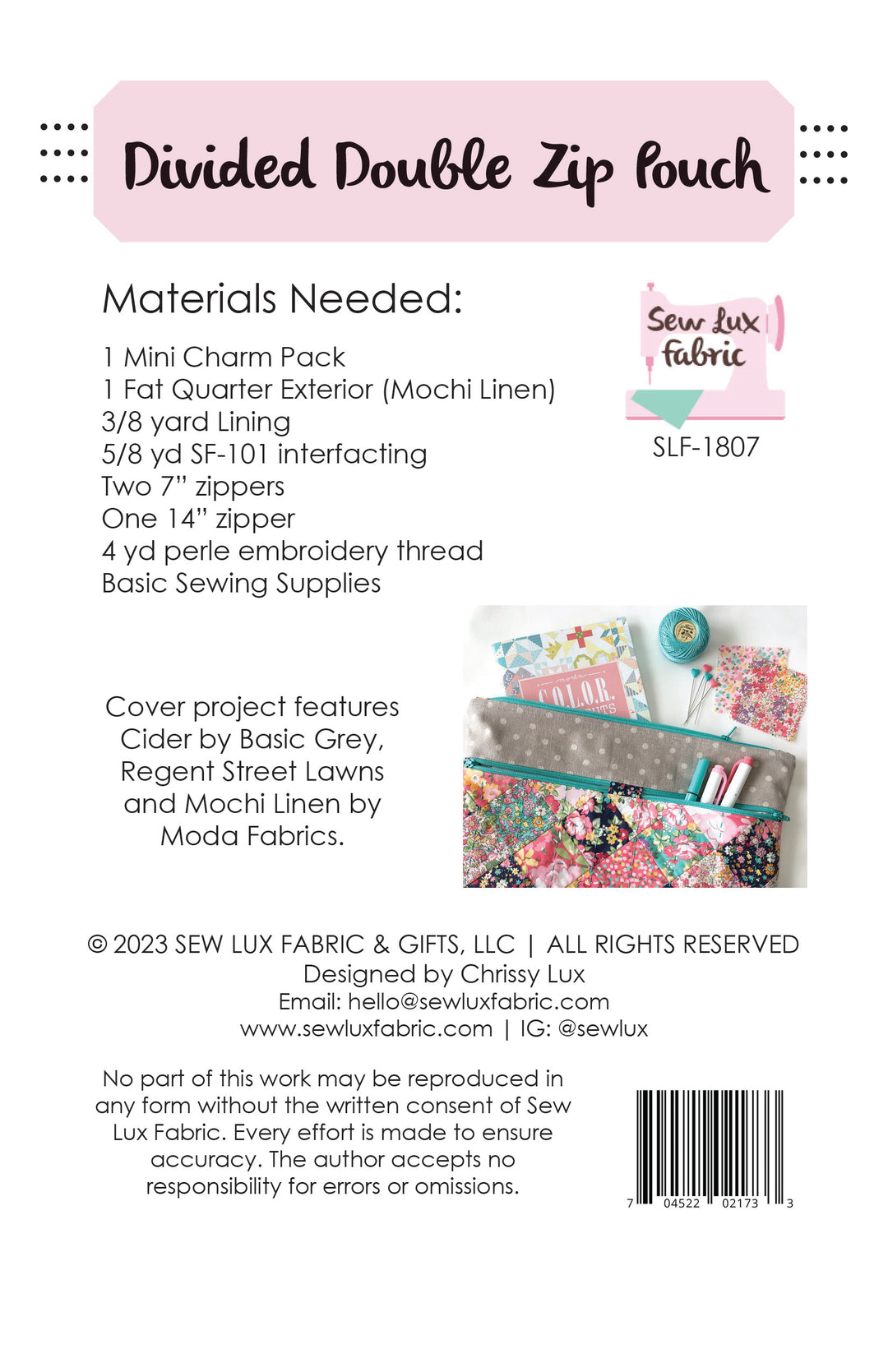 Divided Double Zip Pouch - PDF Pattern – Sew Lux Fabric