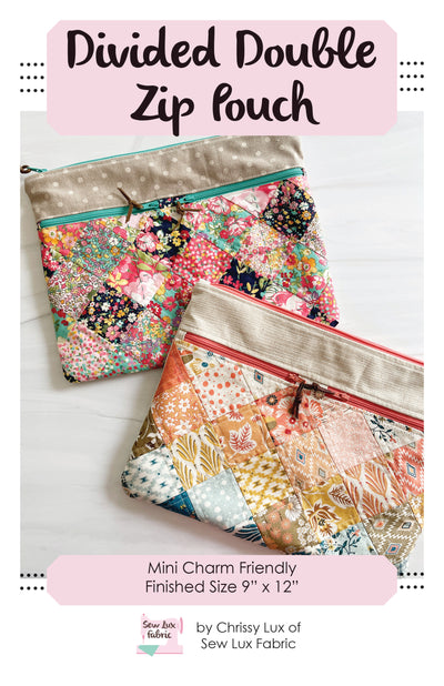 Divided Double Zip Pouch - PDF Pattern