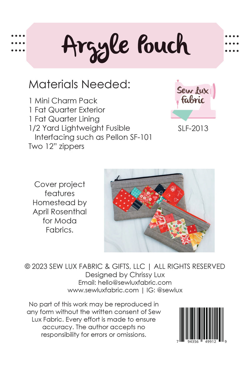 Scrappy Argyle Pouch - PDF Pattern