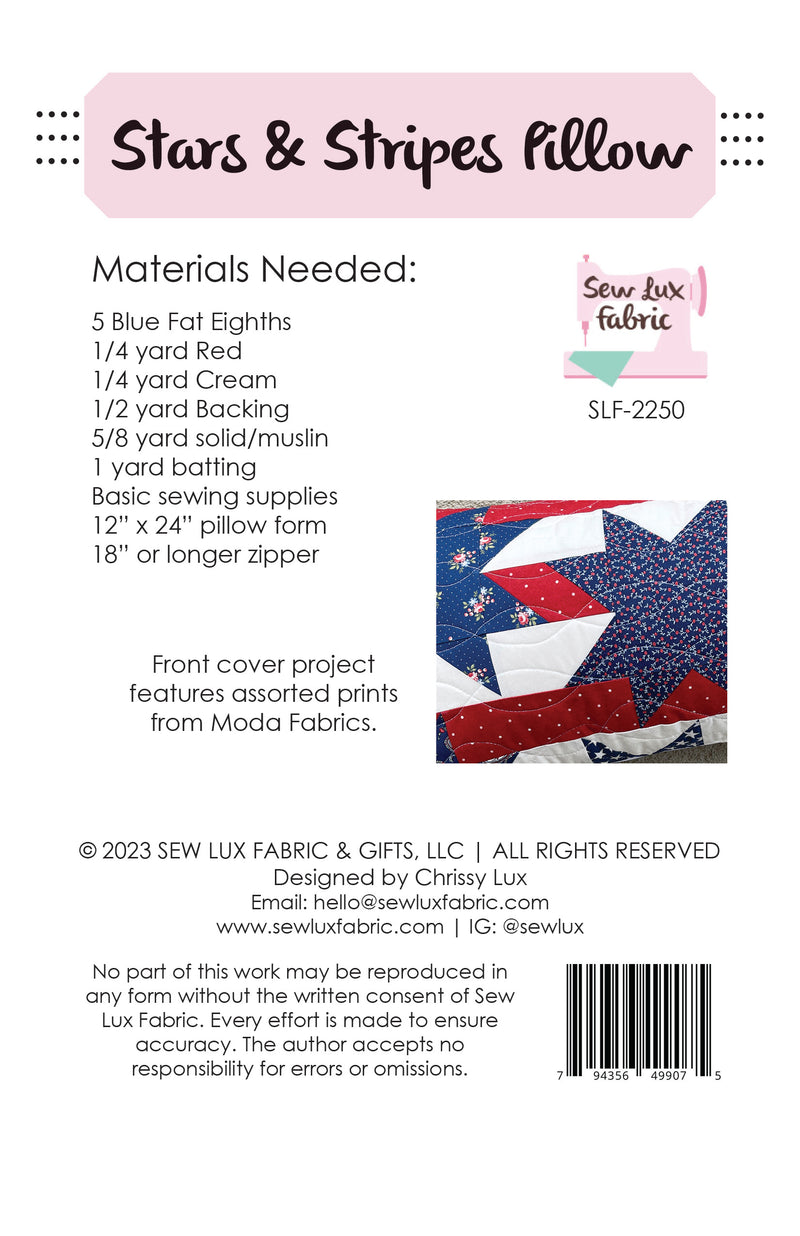 Stars & Stripes Pillow PDF Pattern