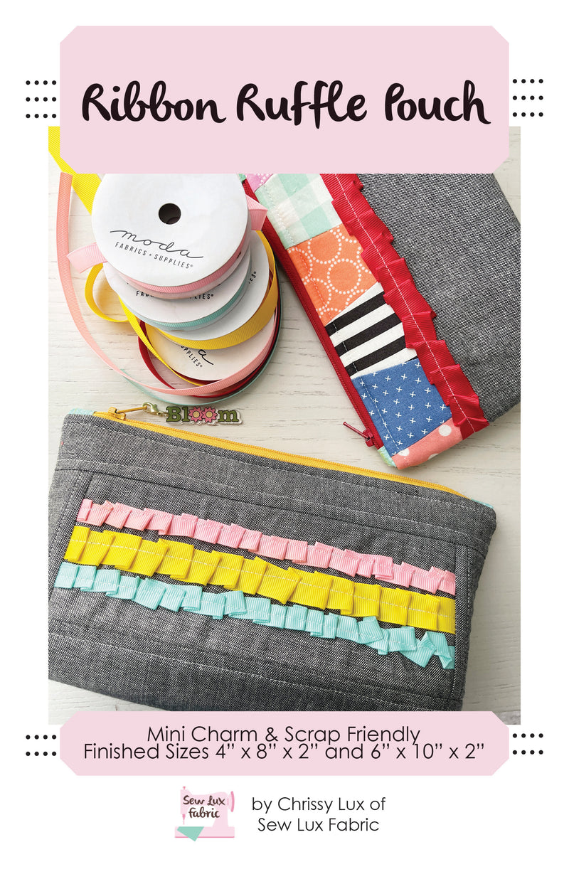 Ribbon Ruffle Pouch Pattern - PDF