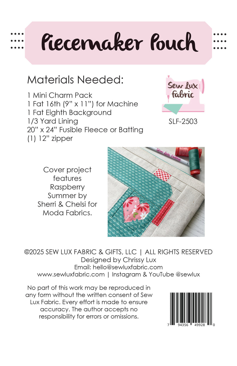 Piecemaker Pouch Kit + Paper Pattern