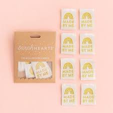 Sarah Hearts Made by Me Gold Rainbow Woven Labels