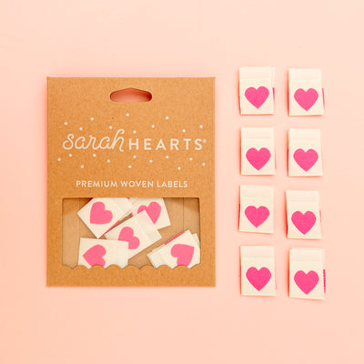 Pink Heart Woven Labels