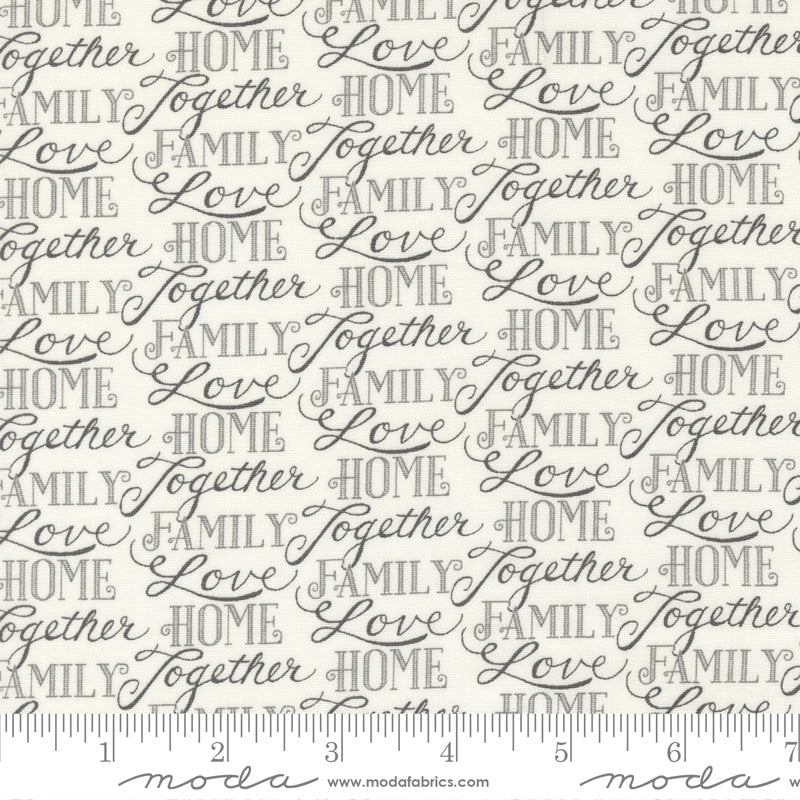 Happiness Blooms Words of Love White Washed - 2 yards