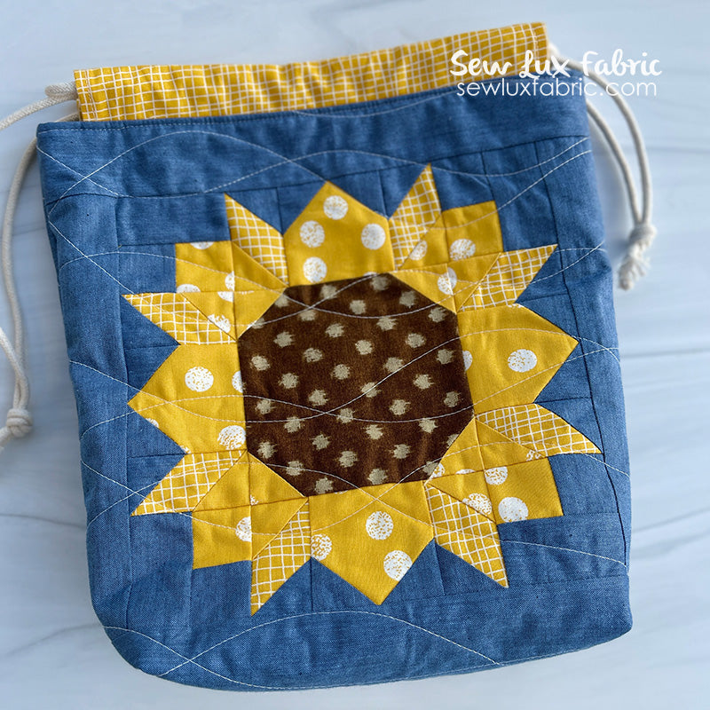 Mini Sunflower Drawstring Bag Supply Kit - Blue