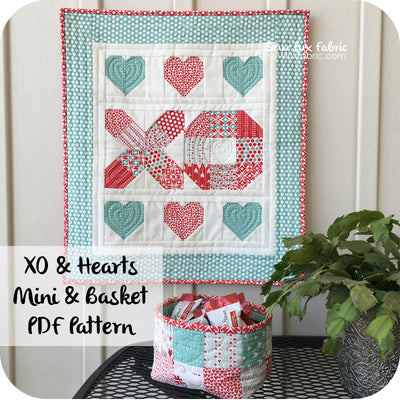 XO & Hearts Mini Quilt and Basket Pattern PDF