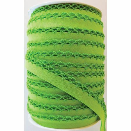 Crochet Edge Bias Tape - Solid Lime Green